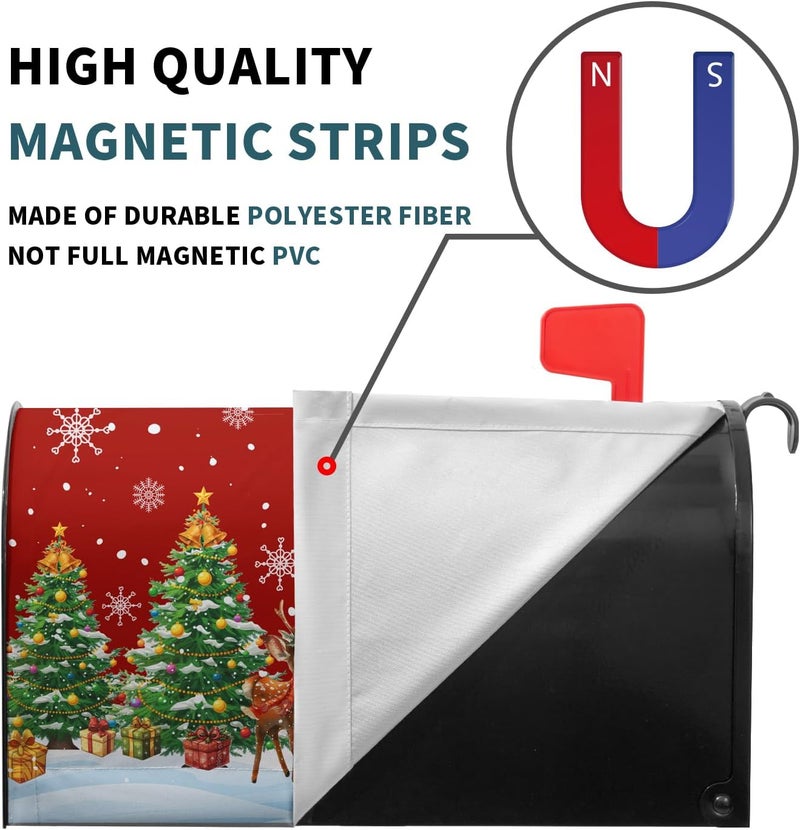Anyako Christmas Snowman and Green Tree Mailbox Cover Snowflakes Red Mailbox Covers Magnetic Standard Size 21" X 18" Winter Xmas Mailbox Wrap Post Letter Box Cover Decor for Home Outdoor Yard Garden - Image 4